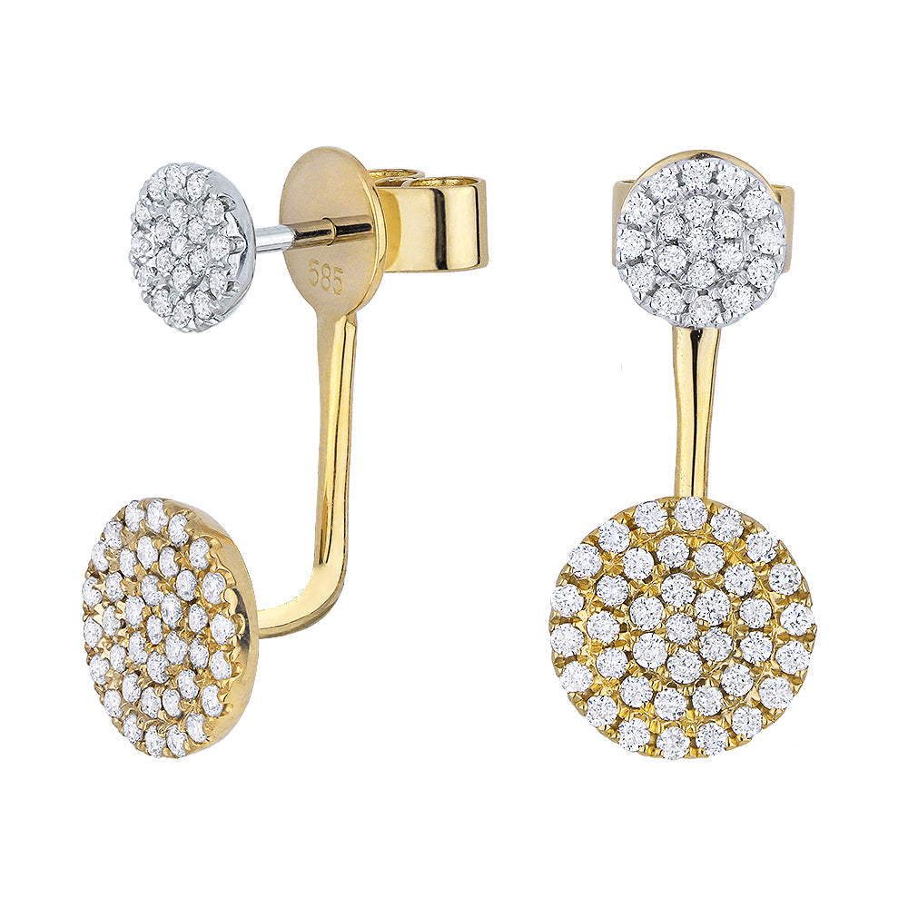 Beautiful Hand Crafted 14K Two Tone Gold White Diamond Milano Collection Drop Dangle Earrings With A Lever Back Closure