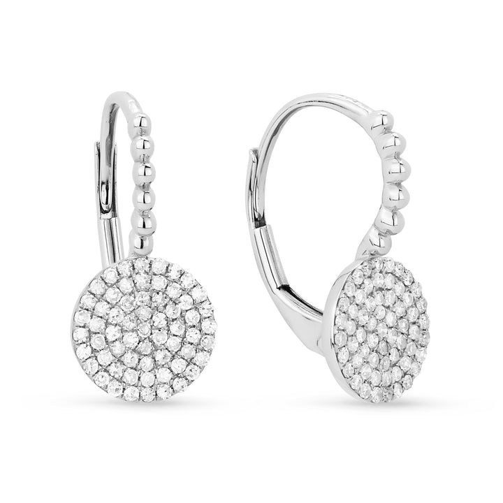 Beautiful Hand Crafted 14K White Gold White Diamond Milano Collection Drop Dangle Earrings With A Lever Back Closure