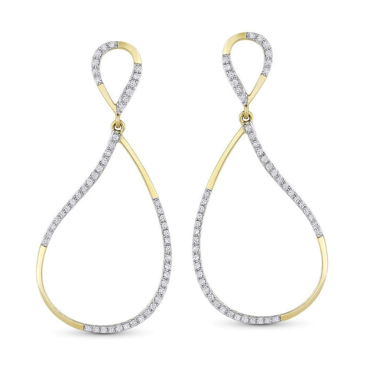 Beautiful Hand Crafted 14K Yellow Gold White Diamond Milano Collection Drop Dangle Earrings With A Lever Back Closure