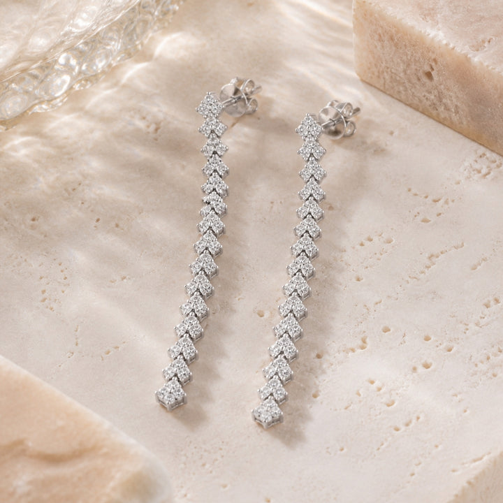 E1163 - 14K White Gold Diamond Cocktail Drop Earrings