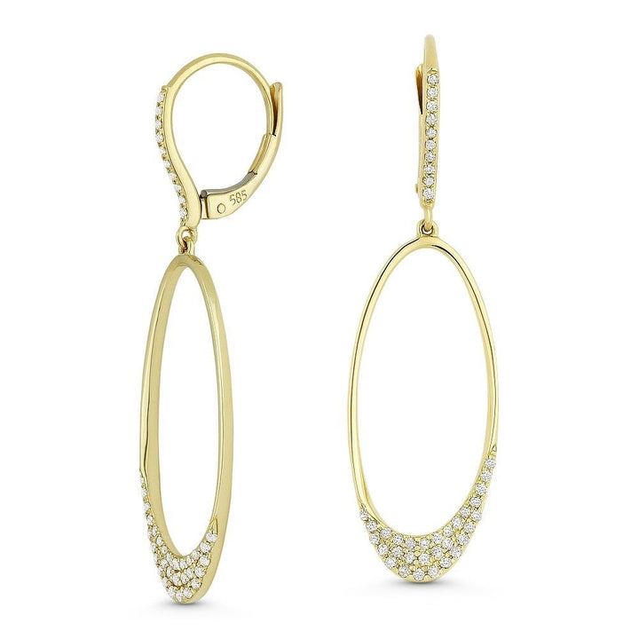 Beautiful Hand Crafted 14K Yellow Gold White Diamond Milano Collection Drop Dangle Earrings With A Lever Back Closure