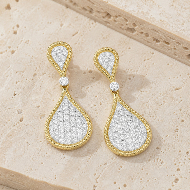 E1203 - 14K Yellow Gold Diamond Pear Drop Earrings