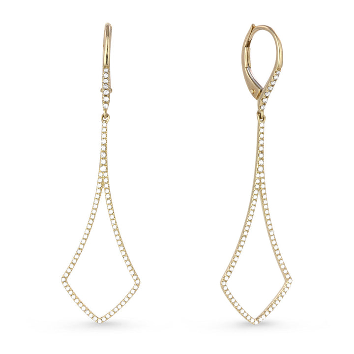 Beautiful Hand Crafted 14K Yellow Gold White Diamond Milano Collection Drop Dangle Earrings With A Lever Back Closure