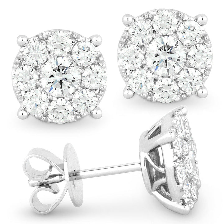 Beautiful Hand Crafted 14K White Gold  Lumina Collection Stud Earrings With A Push Back Closure