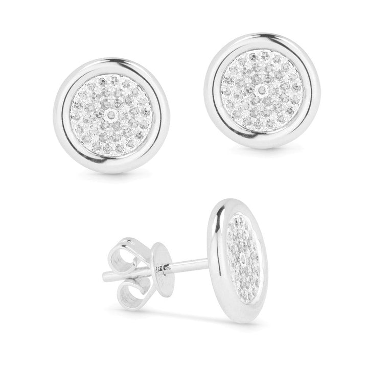 Beautiful Hand Crafted 14K White Gold White Diamond Milano Collection Stud Earrings With A Push Back Closure