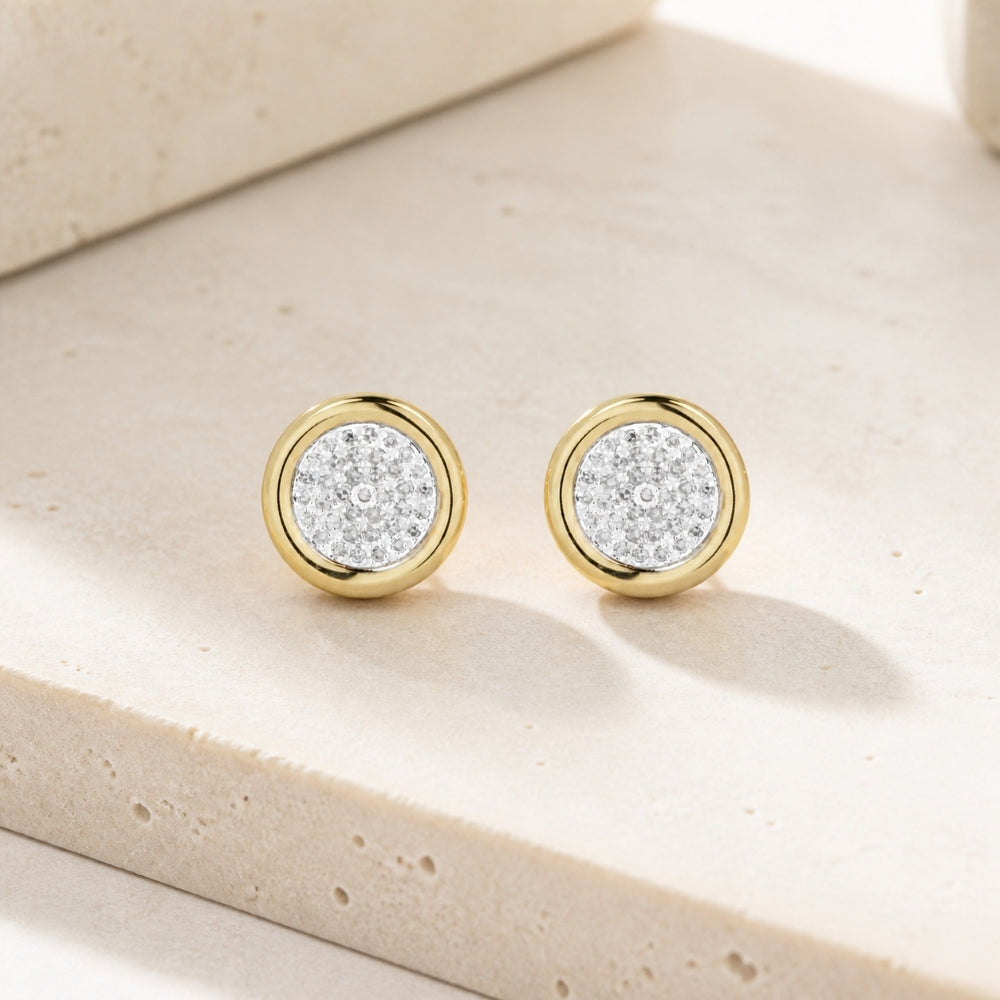 E1230 - 14K Gold Diamond Round Stud Earrings