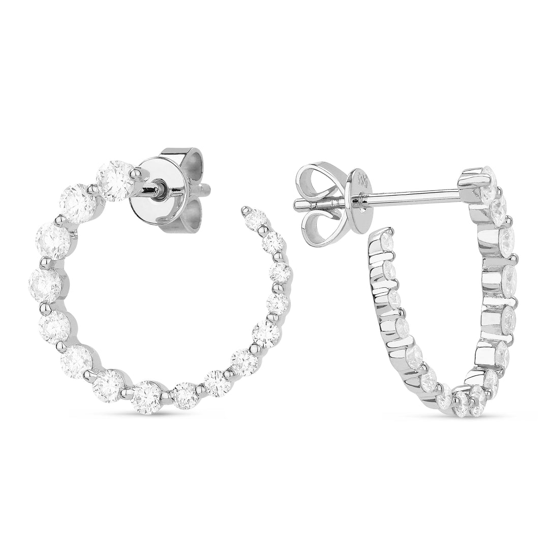 Beautiful Hand Crafted 14K White Gold White Diamond Milano Collection Drop Dangle Earrings With A Lever Back Closure