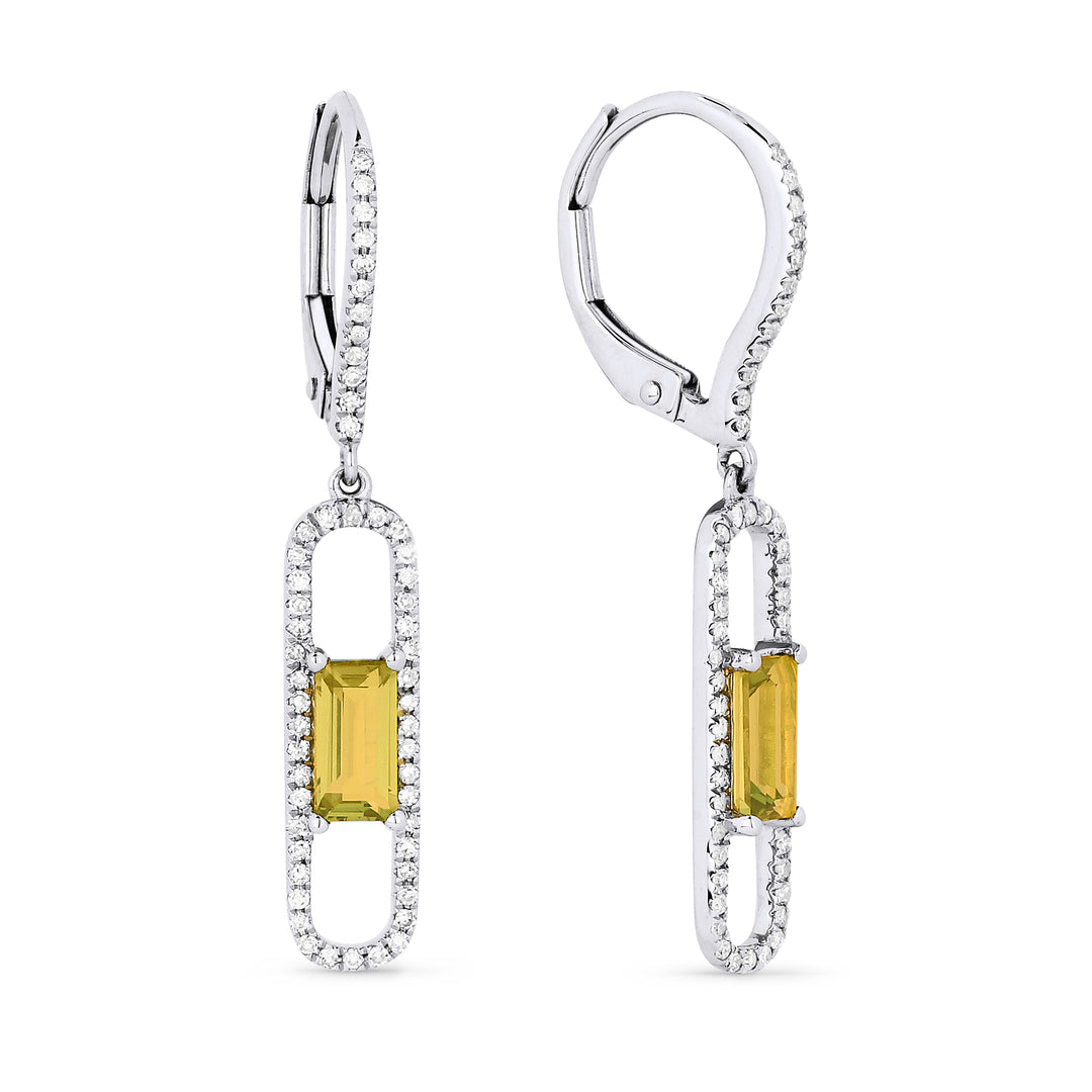Madison L 14K White Gold Citrine Paperclip Drop Earrings - style E1255CTW