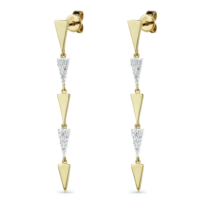 Beautiful Hand Crafted 14K Yellow Gold White Diamond Milano Collection Drop Dangle Earrings With A Lever Back Closure