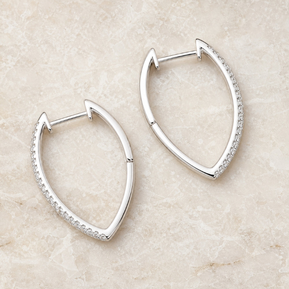 E1272 - 14K Gold Diamond Hoop Earrings