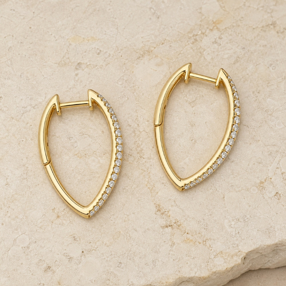 E1272 - 14K Gold Diamond Hoop Earrings