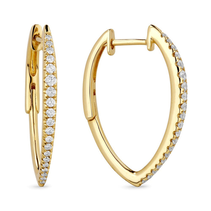 Beautiful Hand Crafted 14K Yellow Gold White Diamond Milano Collection Hoop Earrings With A Hoop Closure