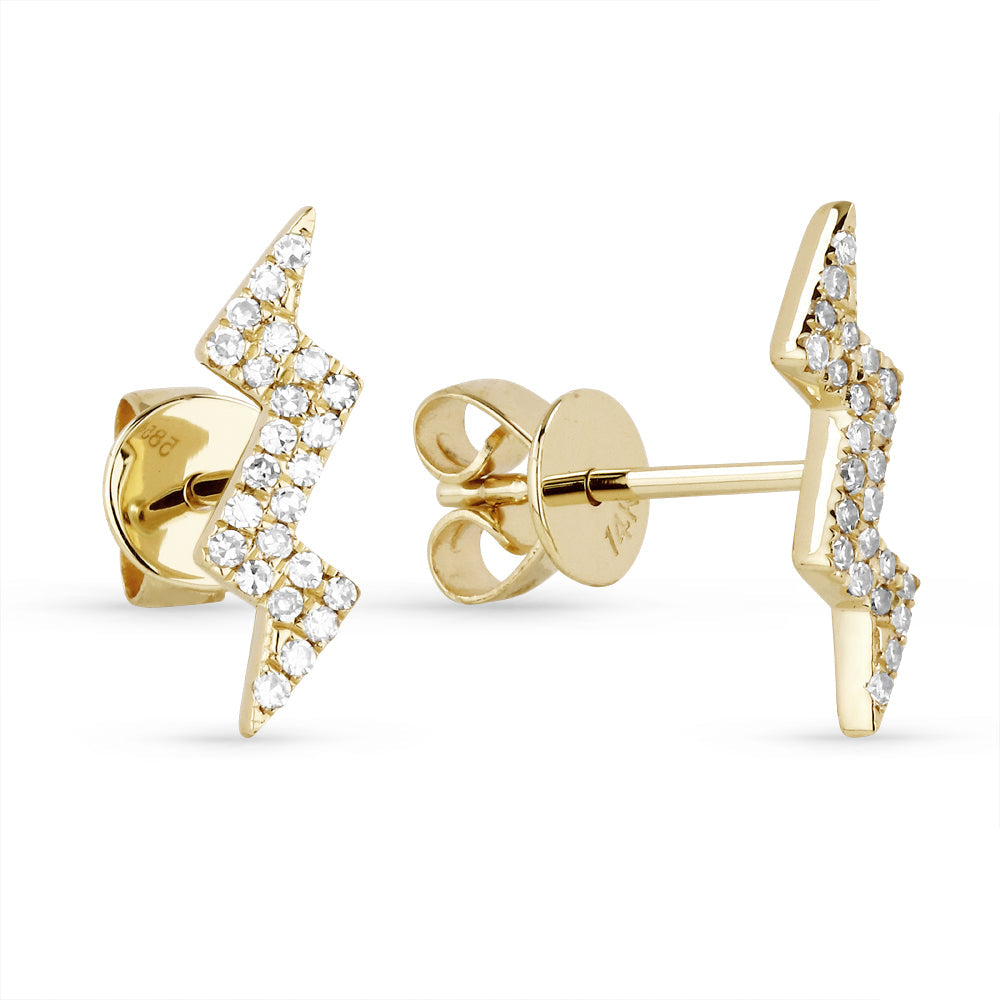 Beautiful Hand Crafted 14K Yellow Gold White Diamond Milano Collection Stud Earrings With A Push Back Closure