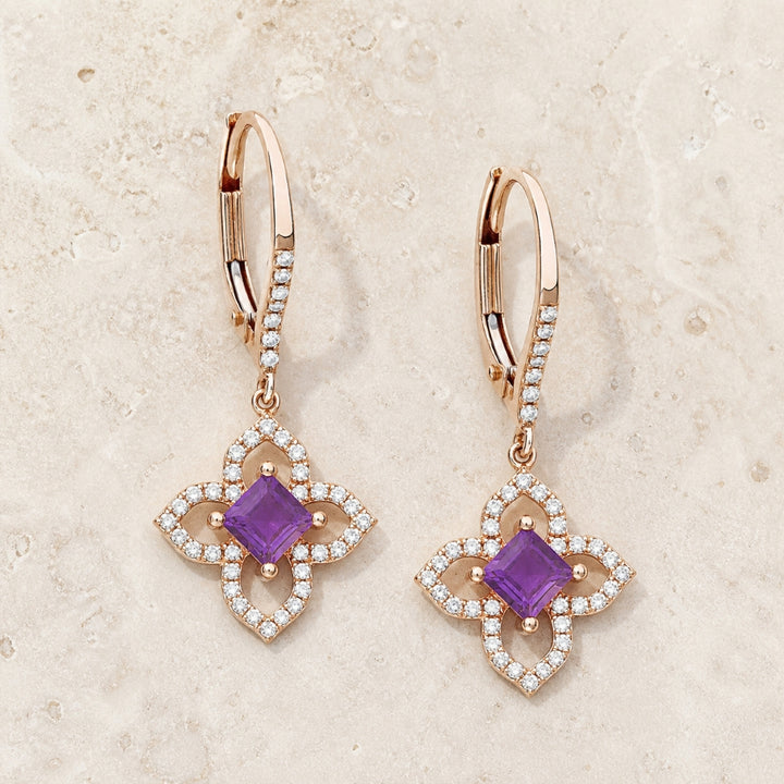 E1323 - 14K Gold Flower Drop Earrings