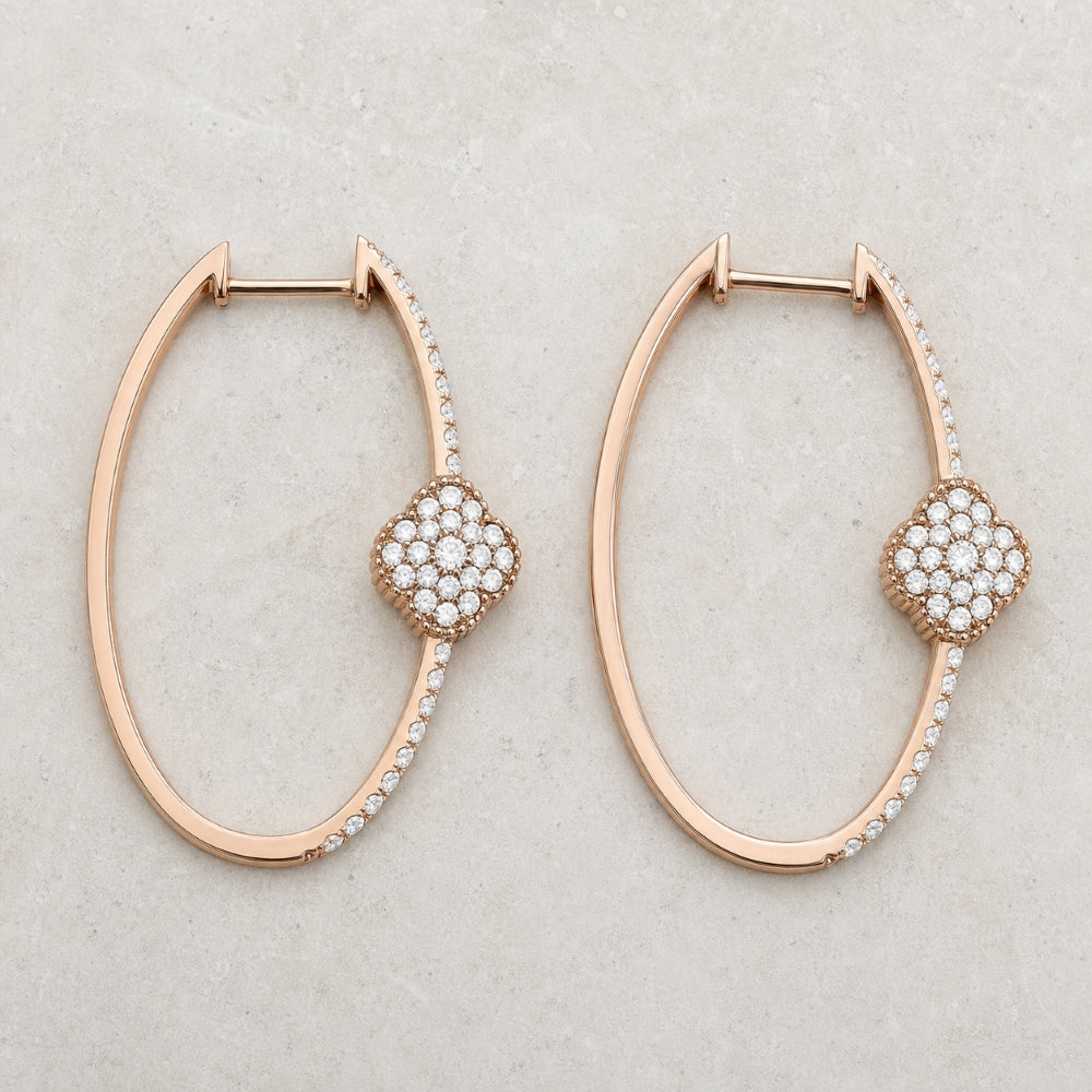 E1327 - 14K Gold Diamond Hoop Earrings