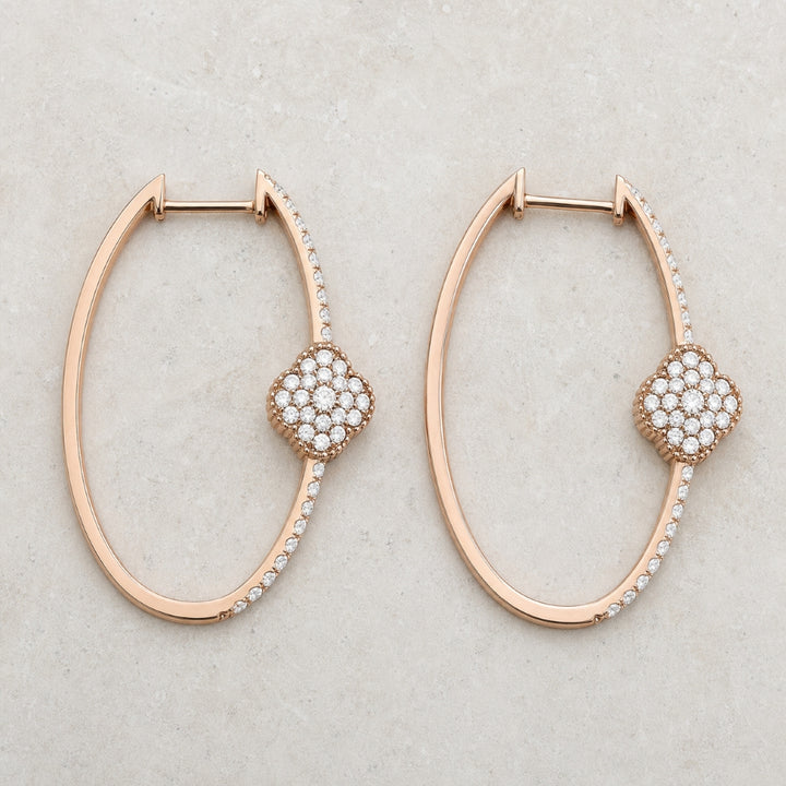 E1327 - 14K Gold Diamond Hoop Earrings