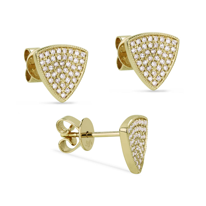 Beautiful Hand Crafted 14K Yellow Gold White Diamond Milano Collection Stud Earrings With A Push Back Closure