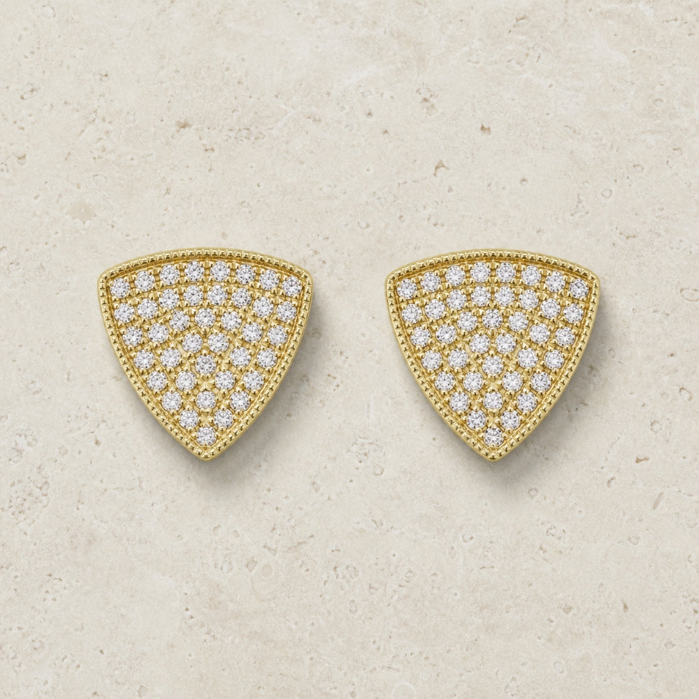 E1331 - 14K Gold Diamond Chevron Stud Earrings
