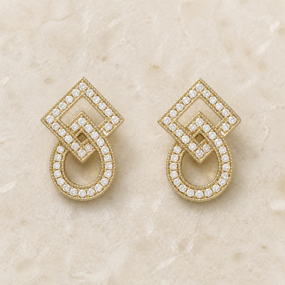 E1332 - 14K Gold Diamond Stud Earrings