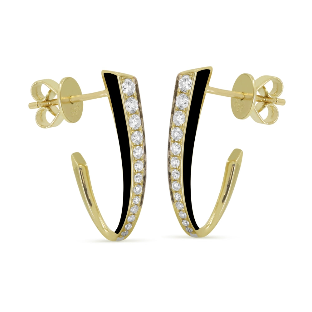 Beautiful Hand Crafted 14K Yellow Gold White Diamond Milano Collection Drop Dangle Earrings With A Push Back Closure