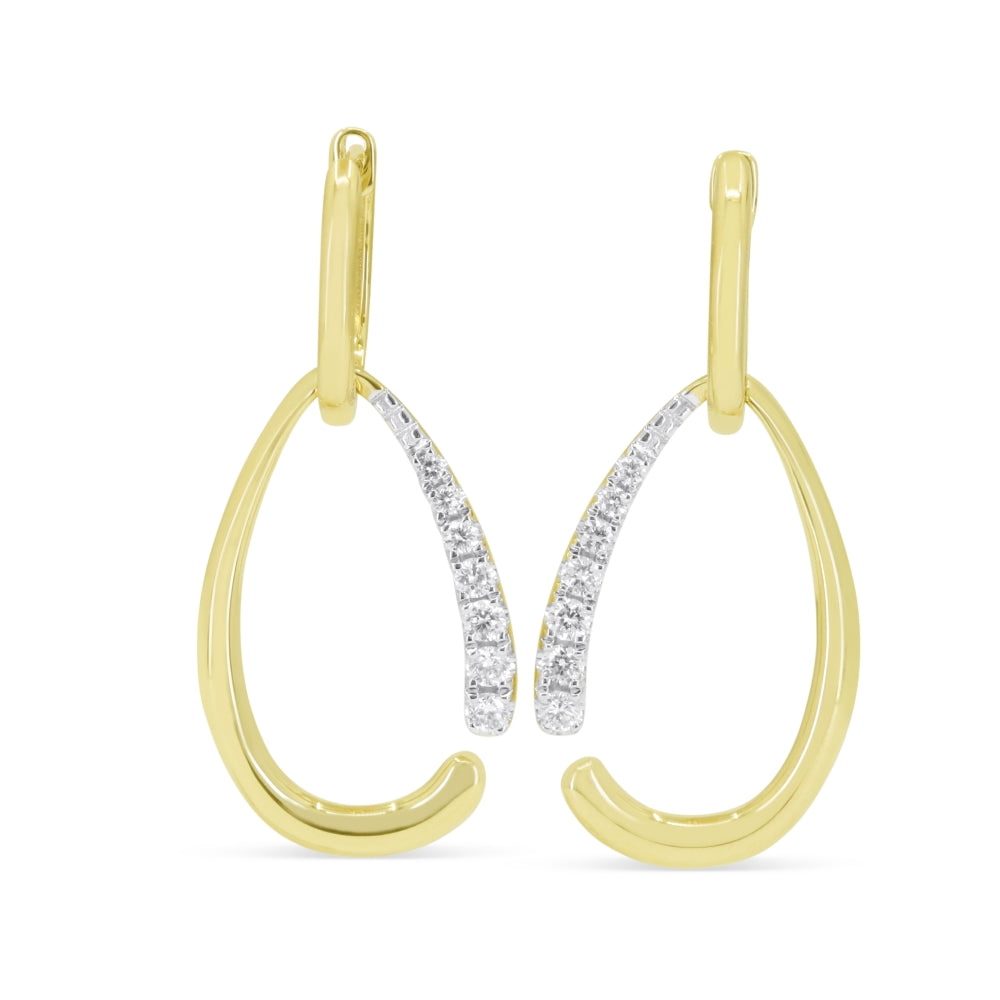 Beautiful Hand Crafted 14K Yellow Gold White Diamond Milano Collection Drop Dangle Earrings With A Lever Back Closure