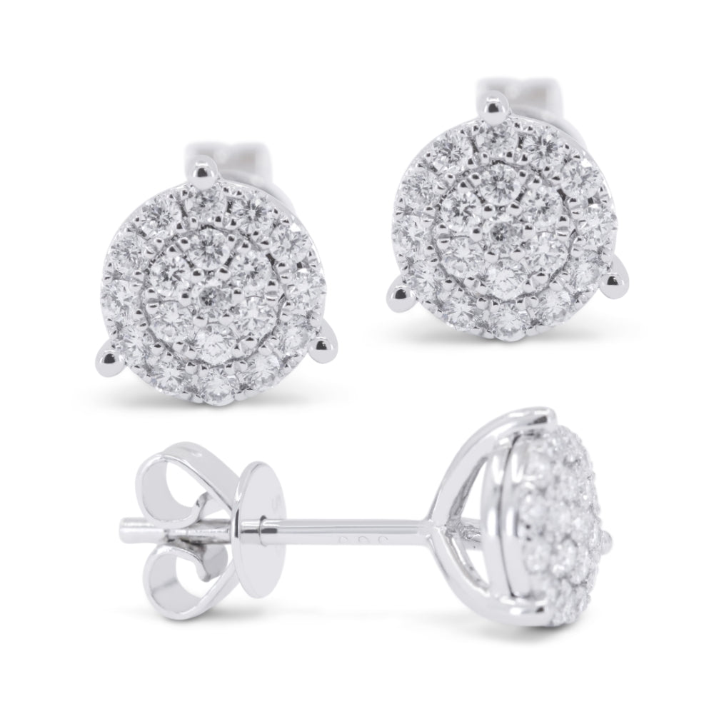 Beautiful Hand Crafted 14K White Gold  White Gold And Diamond Lumina Collection Stud Earrings With A Push Back Closure