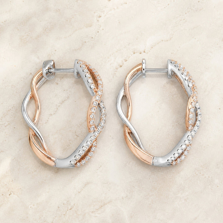 E1377 - 14K Gold Diamond Hoop Earrings