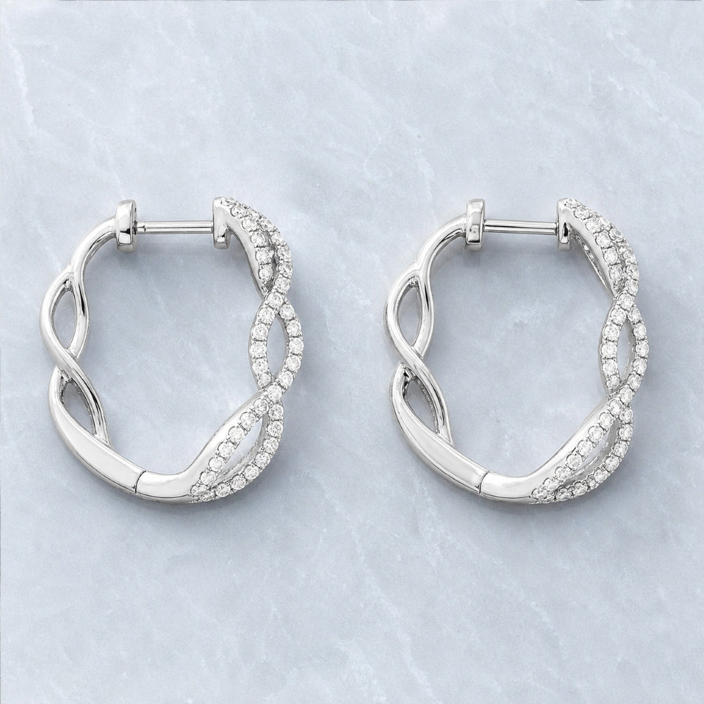 E1377 - 14K Gold Diamond Hoop Earrings