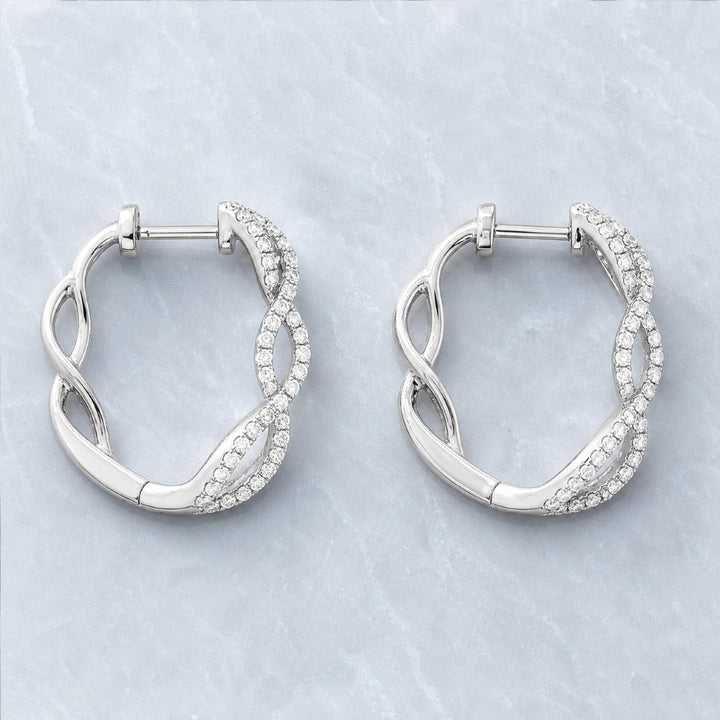 E1377 - 14K Gold Diamond Hoop Earrings