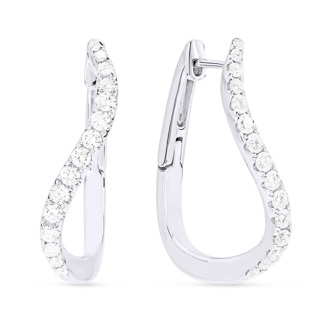 Beautiful Hand Crafted 14K White Gold White Diamond Milano Collection Drop Dangle Earrings With A Lever Back Closure