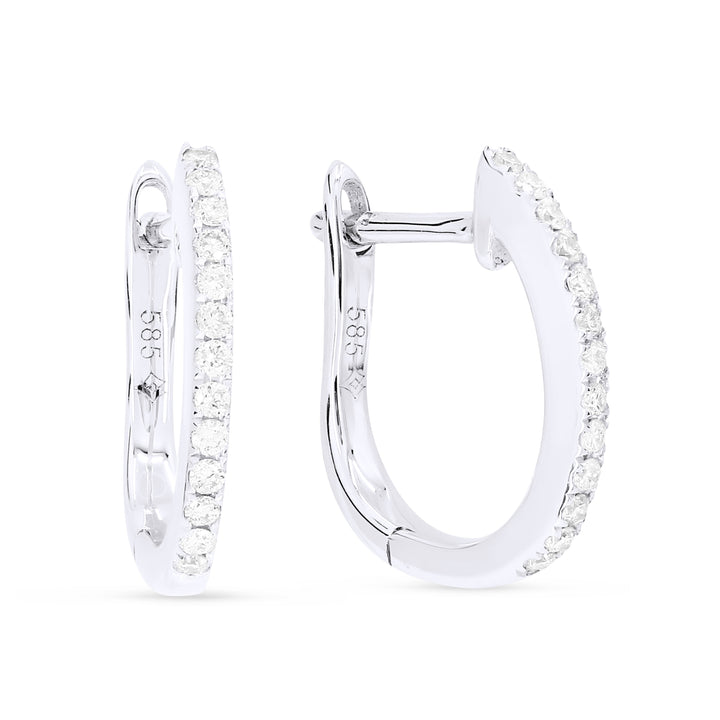 Beautiful Hand Crafted 14K White Gold  Milano Collection Hoop Earrings With A Hoop Closure