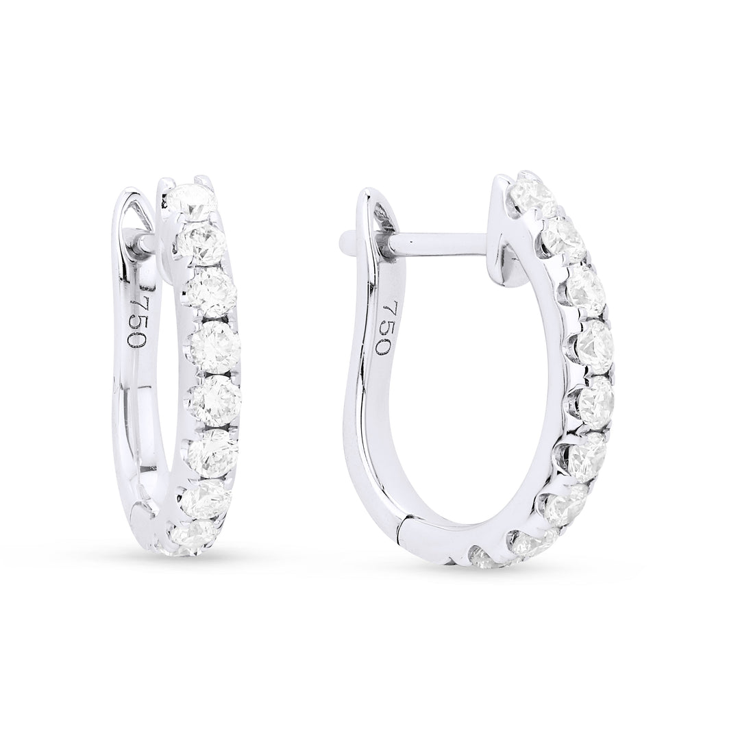 Beautiful Hand Crafted 14K White Gold  Milano Collection Hoop Earrings With A Hoop Closure