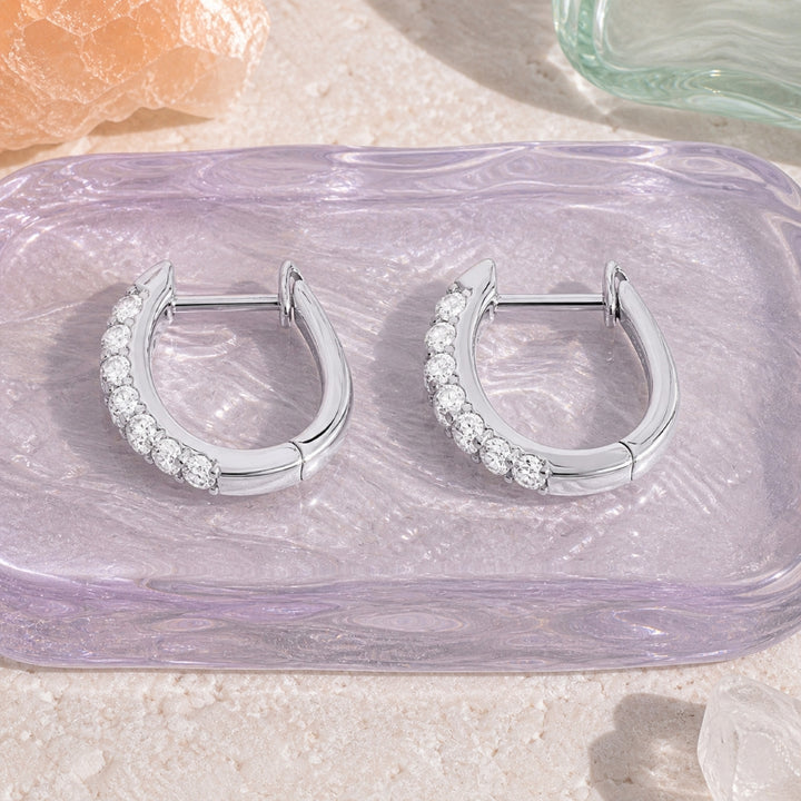 E1412 - 14K Gold Diamond Huggie Hoop Earrings
