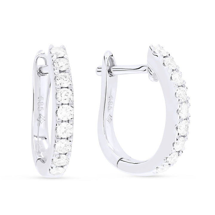 Beautiful Hand Crafted 14K White Gold  Milano Collection Hoop Earrings With A Hoop Closure