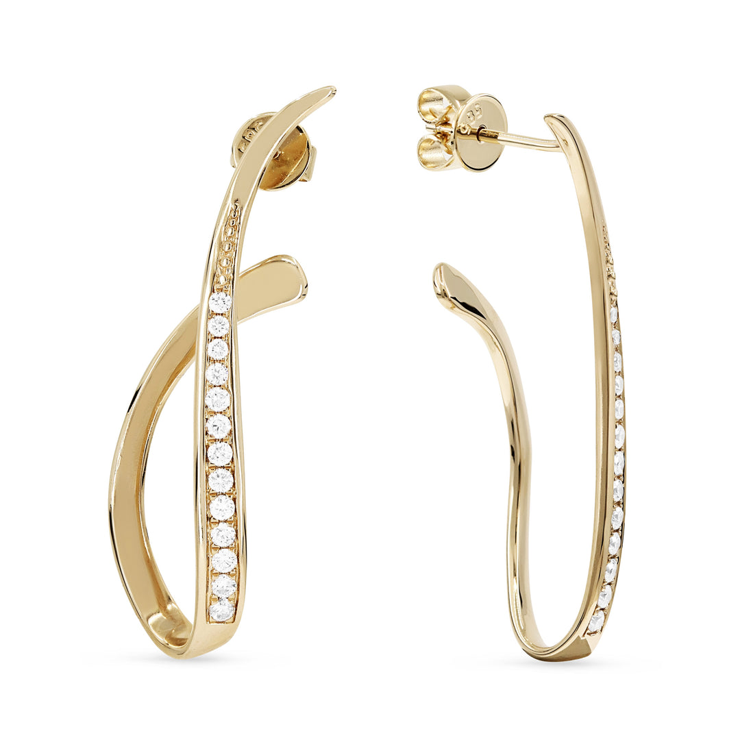 Beautiful Hand Crafted 14K Yellow Gold White Diamond Milano Collection Drop Dangle Earrings With A Lever Back Closure