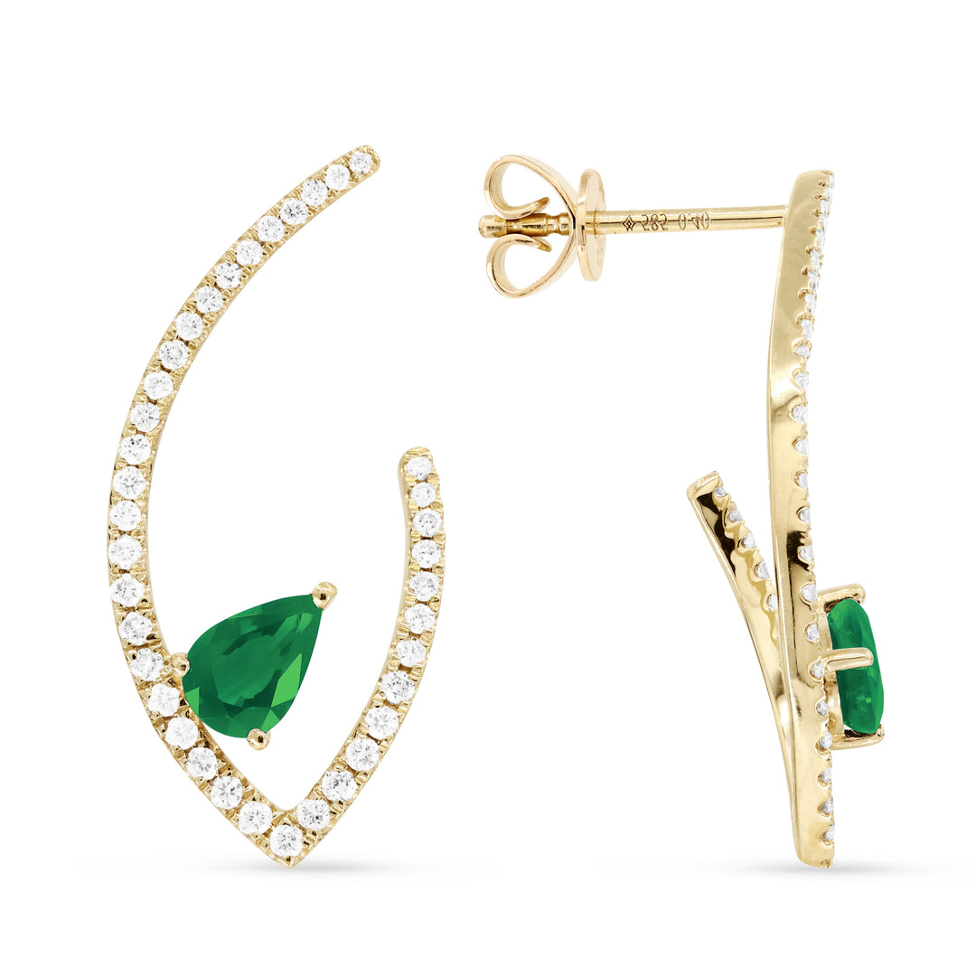 Beautiful Hand Crafted 14K Yellow Gold  Tsavorite And Diamond Eclectica Collection Drop Dangle Earrings With A Push Back Closure