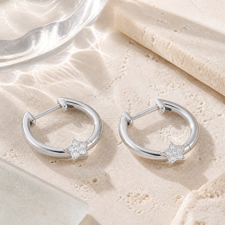 E1472 - 14K Gold Diamond Huggie Hoop Earrings