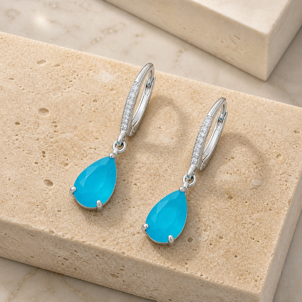 E1483 - 14K Two Tone Gold Diamond Paperclip Drop Earrings