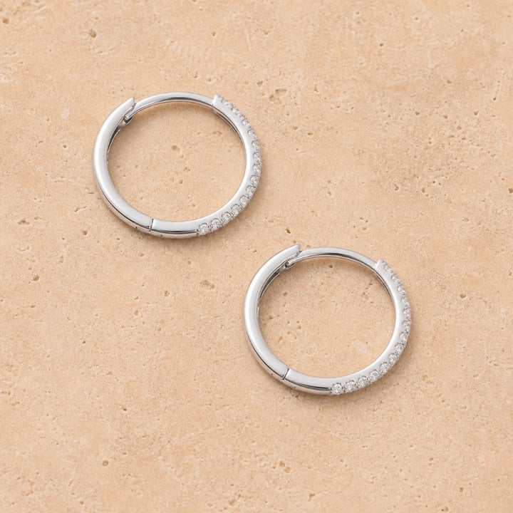 E1484 - 14K Gold Diamond Huggie Hoop Earrings