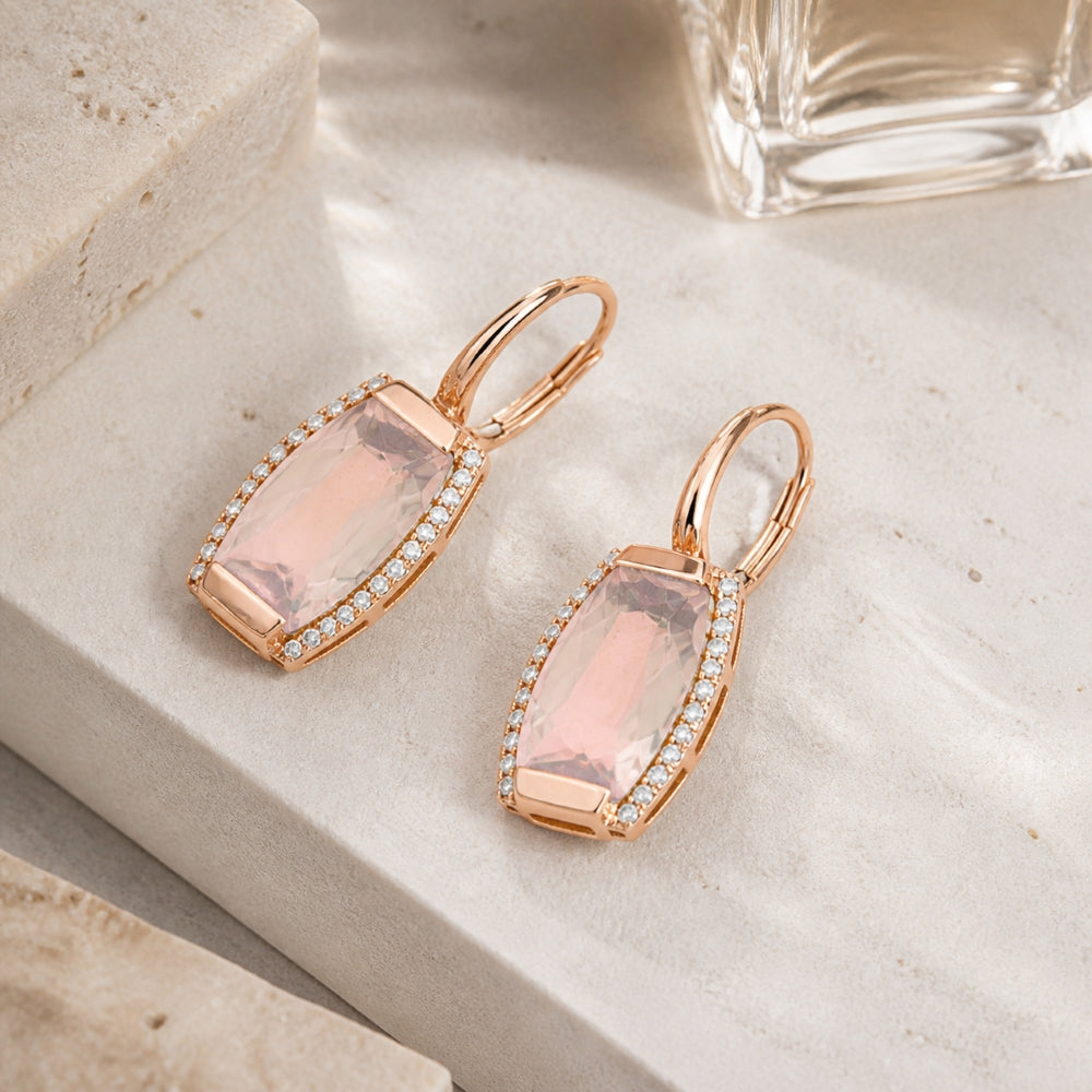 E1502 - 14K Gold Rectangle Drop Earrings