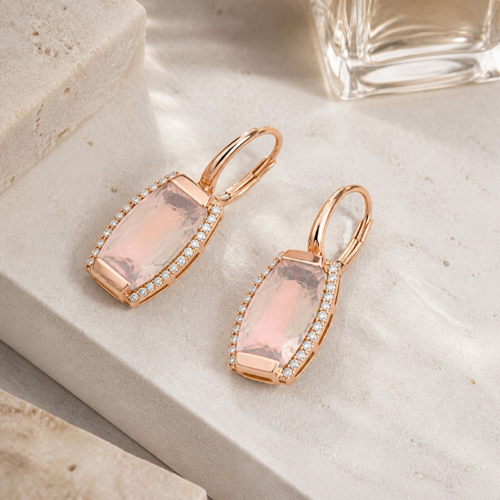 E1502 - 14K Gold Rectangle Drop Earrings
