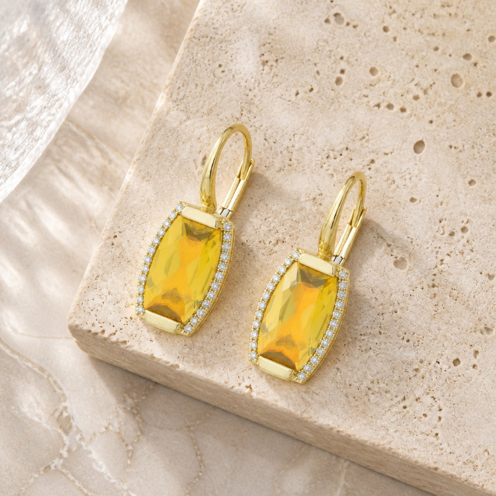 E1502 - 14K Gold Rectangle Drop Earrings