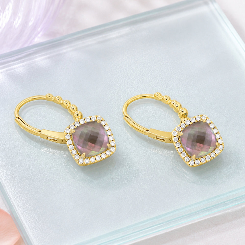 E1507 - 14K Gold Cushion Drop Earrings