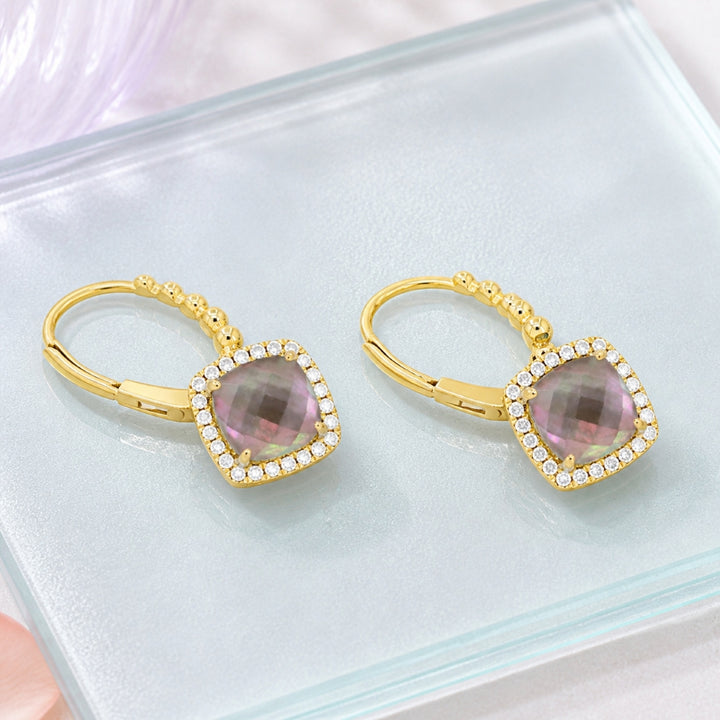E1507 - 14K Gold Cushion Drop Earrings