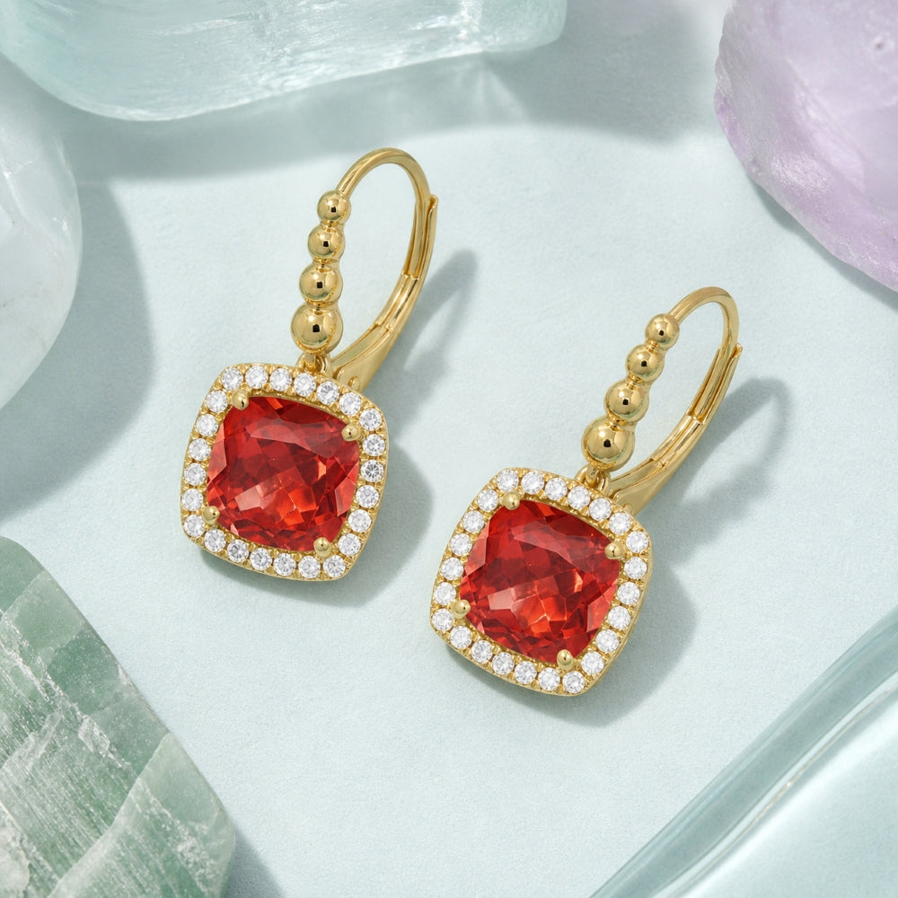 E1507 - 14K Gold Cushion Drop Earrings