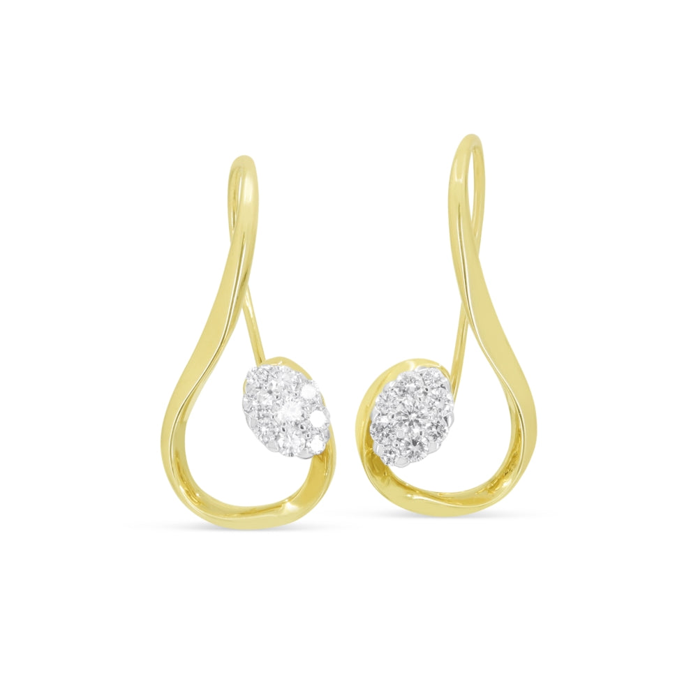 Beautiful Hand Crafted 14K Yellow Gold White Diamond Milano Collection Drop Dangle Earrings With A Push Back Closure