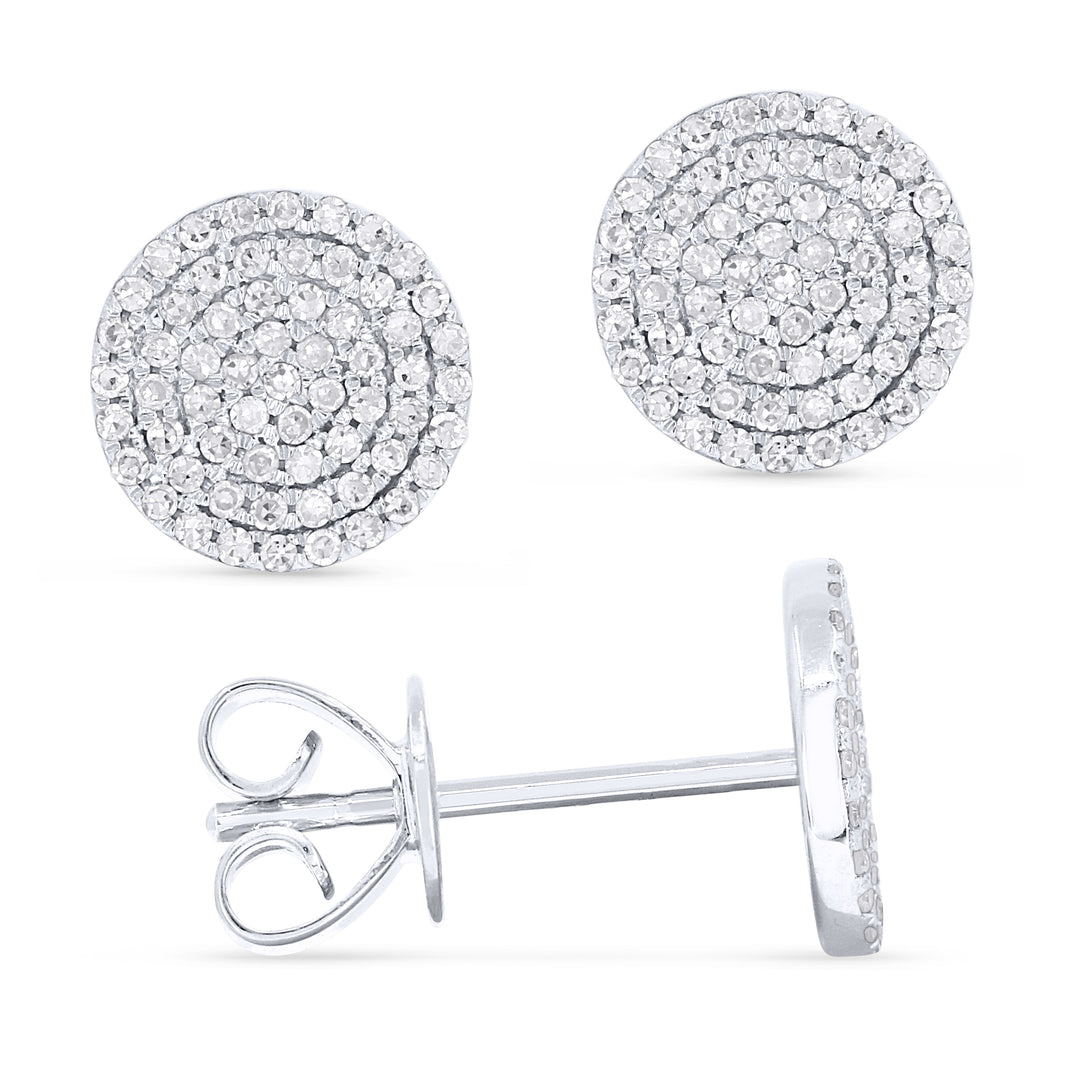 Beautiful Hand Crafted 14K White Gold White Diamond Milano Collection Stud Earrings With A Push Back Closure