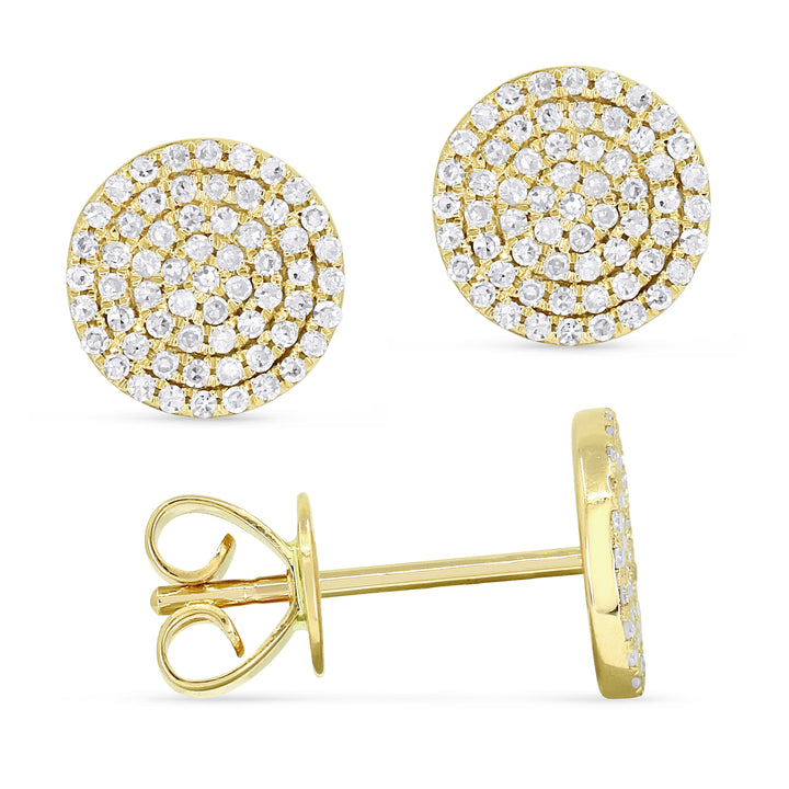 Beautiful Hand Crafted 14K Yellow Gold White Diamond Milano Collection Stud Earrings With A Push Back Closure