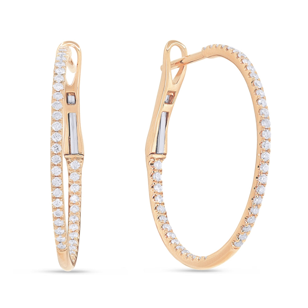 Beautiful Hand Crafted 14K Rose Gold  Milano Collection Hoop Earrings With A Hoop Closure