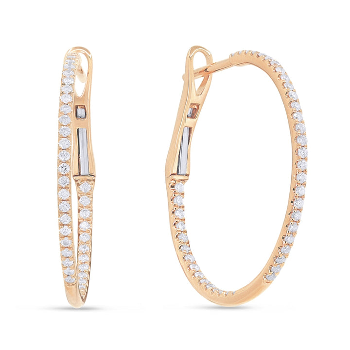 Beautiful Hand Crafted 14K Rose Gold  Milano Collection Hoop Earrings With A Hoop Closure